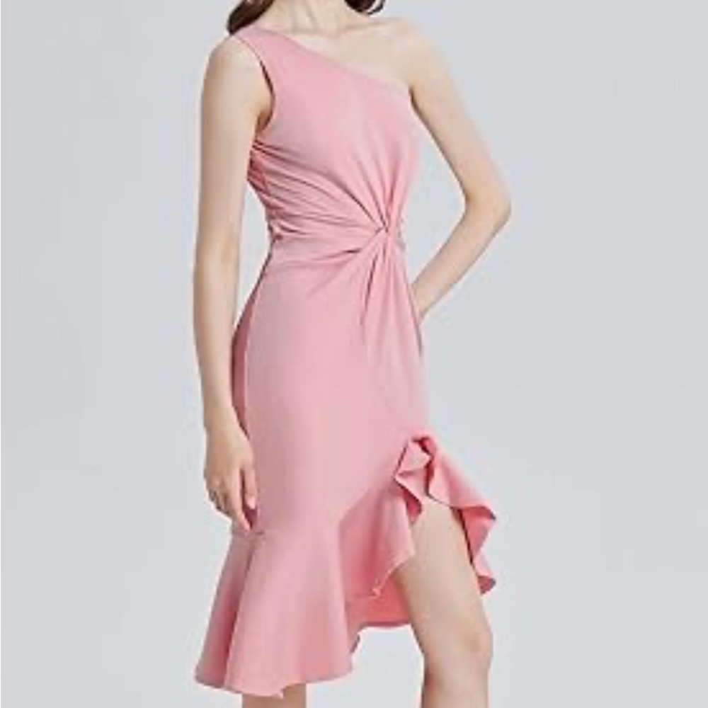 Chic Pink One-Shoulder Midi Dress